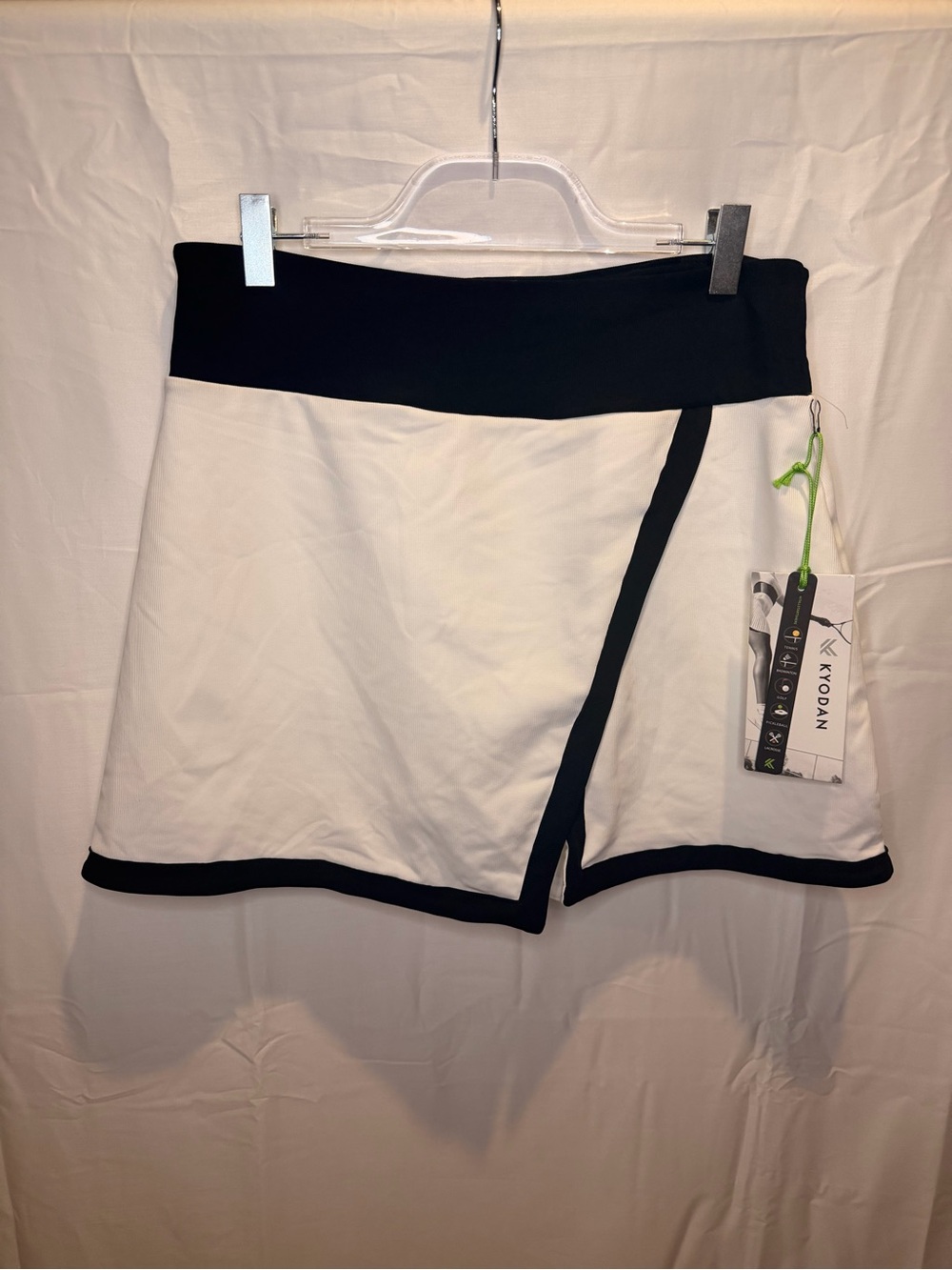 Kyodan White Mini Skort with Black Waistband and Trim
